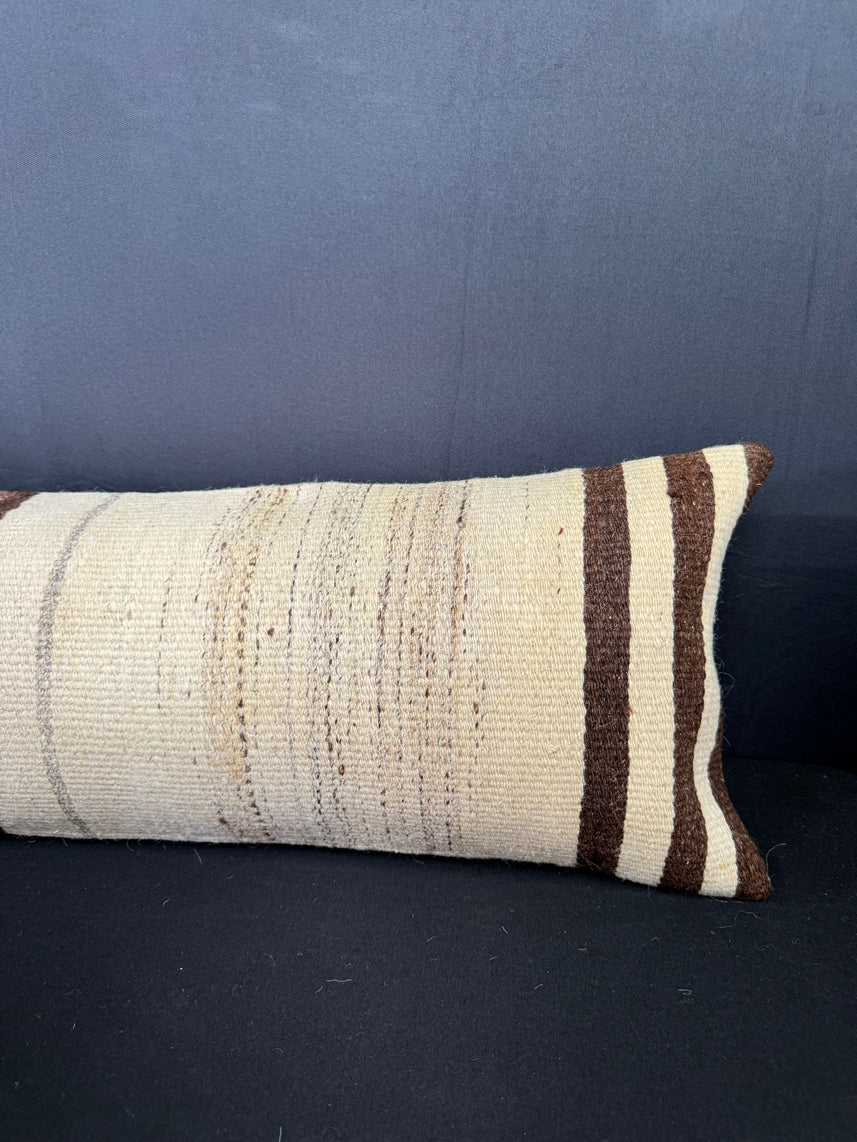 Turkish Hemp Pillow Cushion Natural Beige Brown Cushion Cover 12x46 #30297