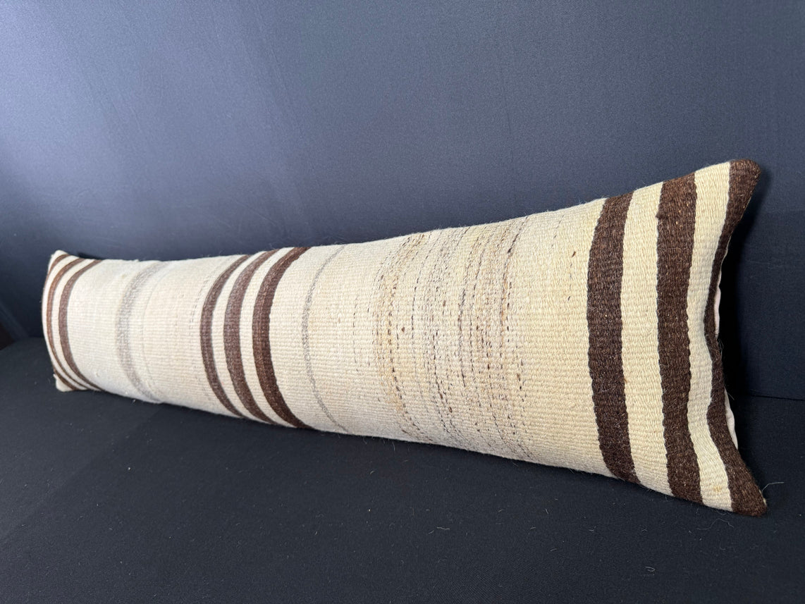 Turkish Hemp Pillow Cushion Natural Beige Brown Cushion Cover 12x46 #30297
