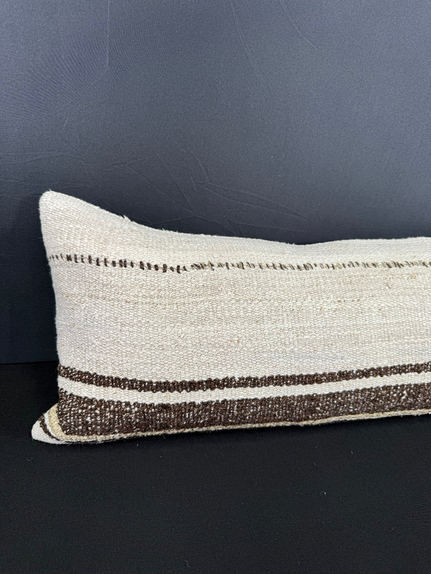 Turkish Hemp Pillow Cushion Natural Beige Brown Cushion Cover 12x46 #30308