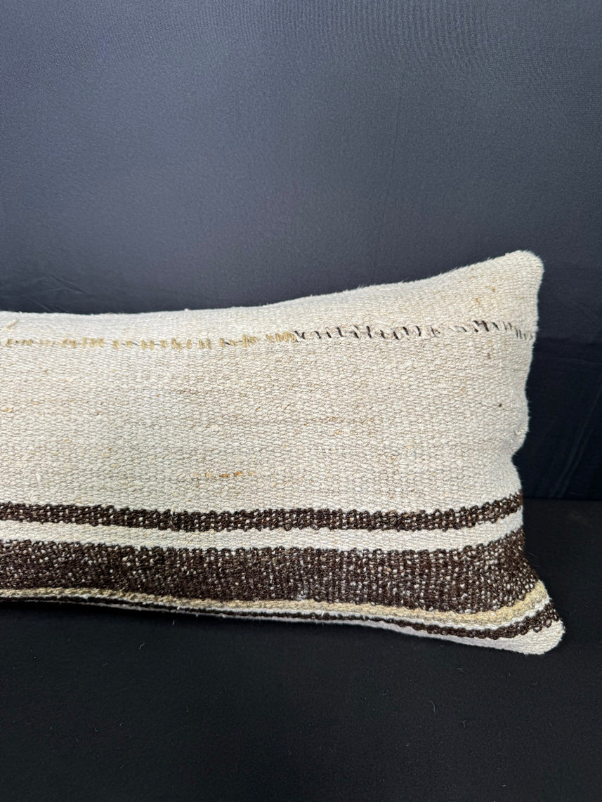 Turkish Hemp Pillow Cushion Natural Beige Brown Cushion Cover 12x46 #30308