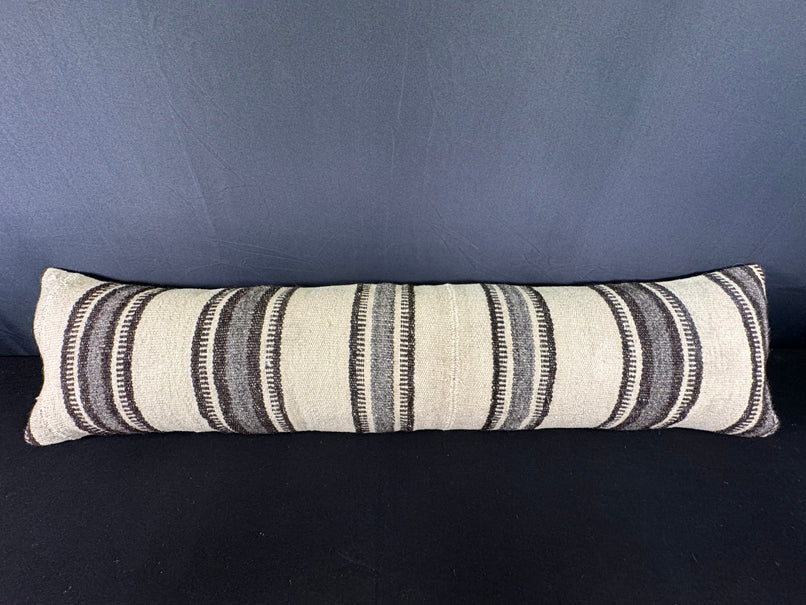 Turkish Hemp Pillow Cushion Natural Beige Black Cushion Cover 12x46 #30293