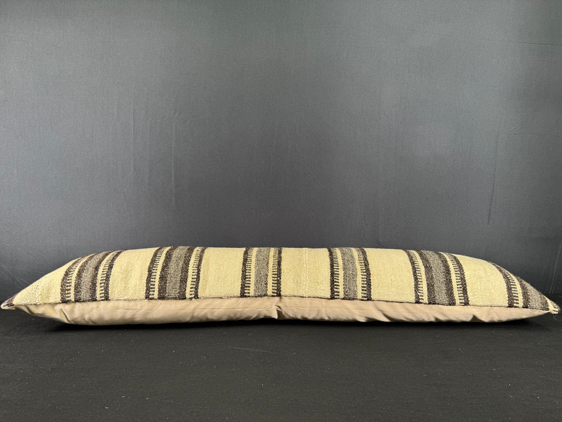 Turkish Hemp Pillow Cushion Natural Beige Black Cushion Cover 12x46 #30293