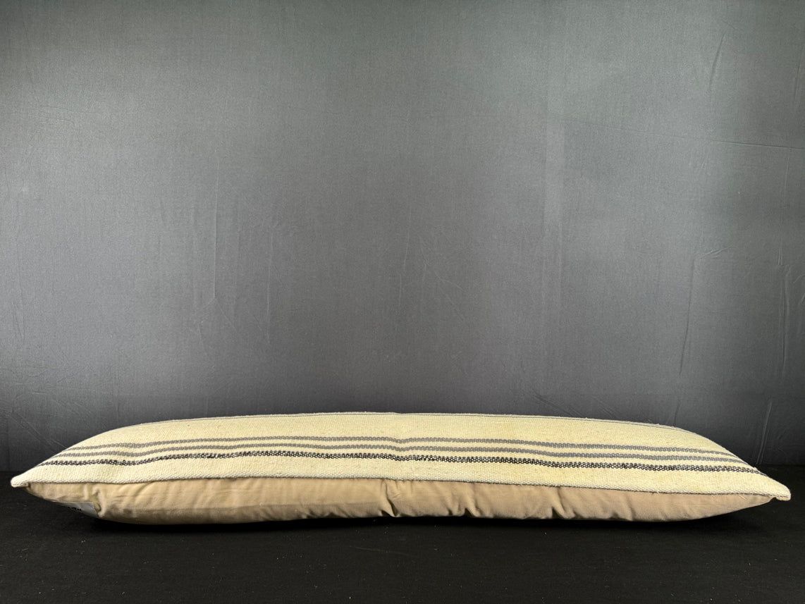 Turkish Hemp Pillow Cushion Natural Beige Gray Cushion Cover 12x46 #30294