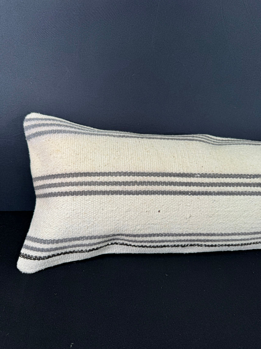 Turkish Hemp Pillow Cushion Natural Beige Gray Cushion Cover 12x46 #30294