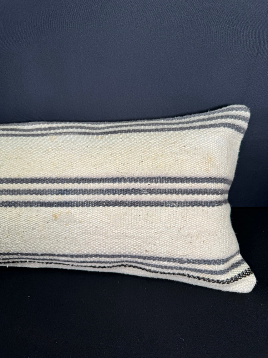 Turkish Hemp Pillow Cushion Natural Beige Gray Cushion Cover 12x46 #30294