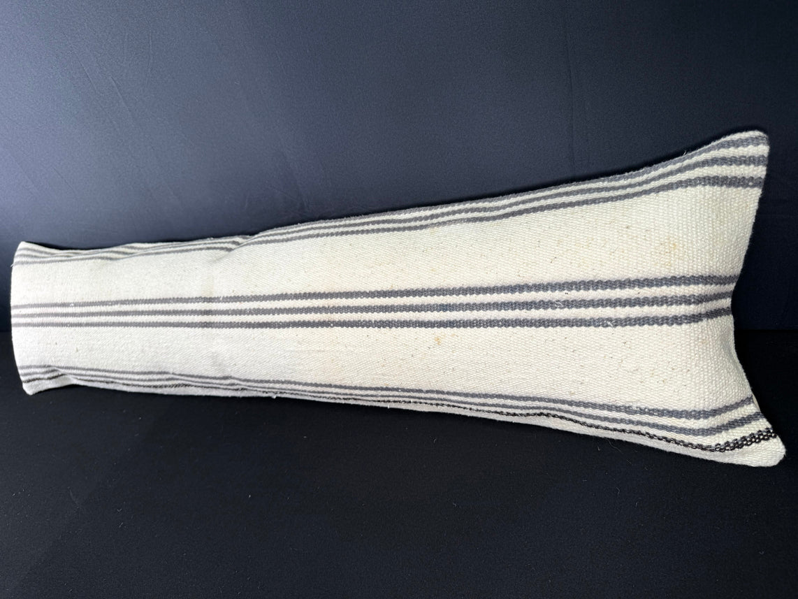 Turkish Hemp Pillow Cushion Natural Beige Gray Cushion Cover 12x46 #30294