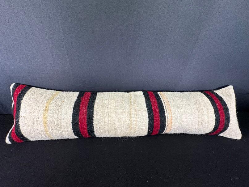 Turkish Hemp Pillow Cushion Natural Beige Black Cushion Cover 12x46 #30526