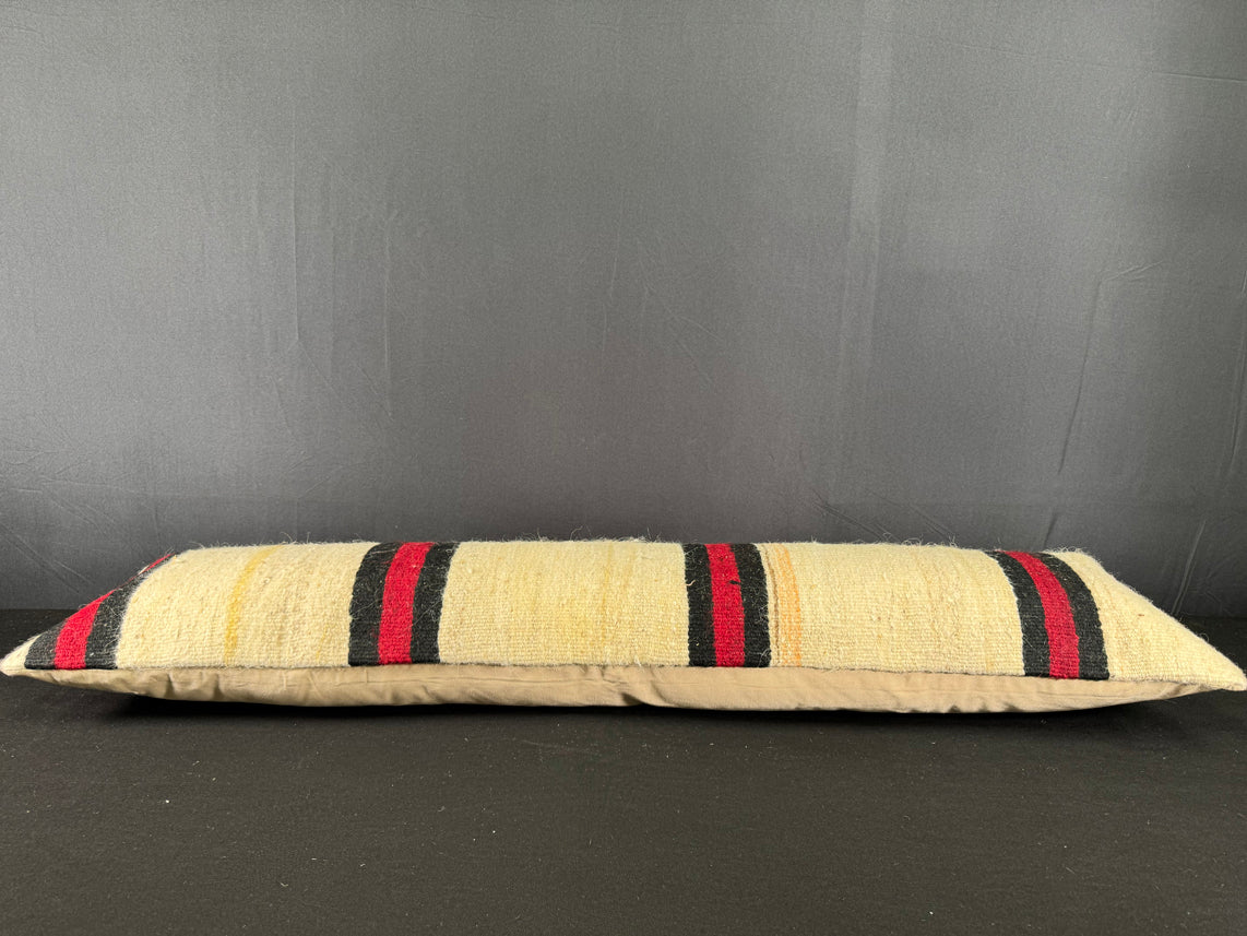 Turkish Hemp Pillow Cushion Natural Beige Black Cushion Cover 12x46 #30526