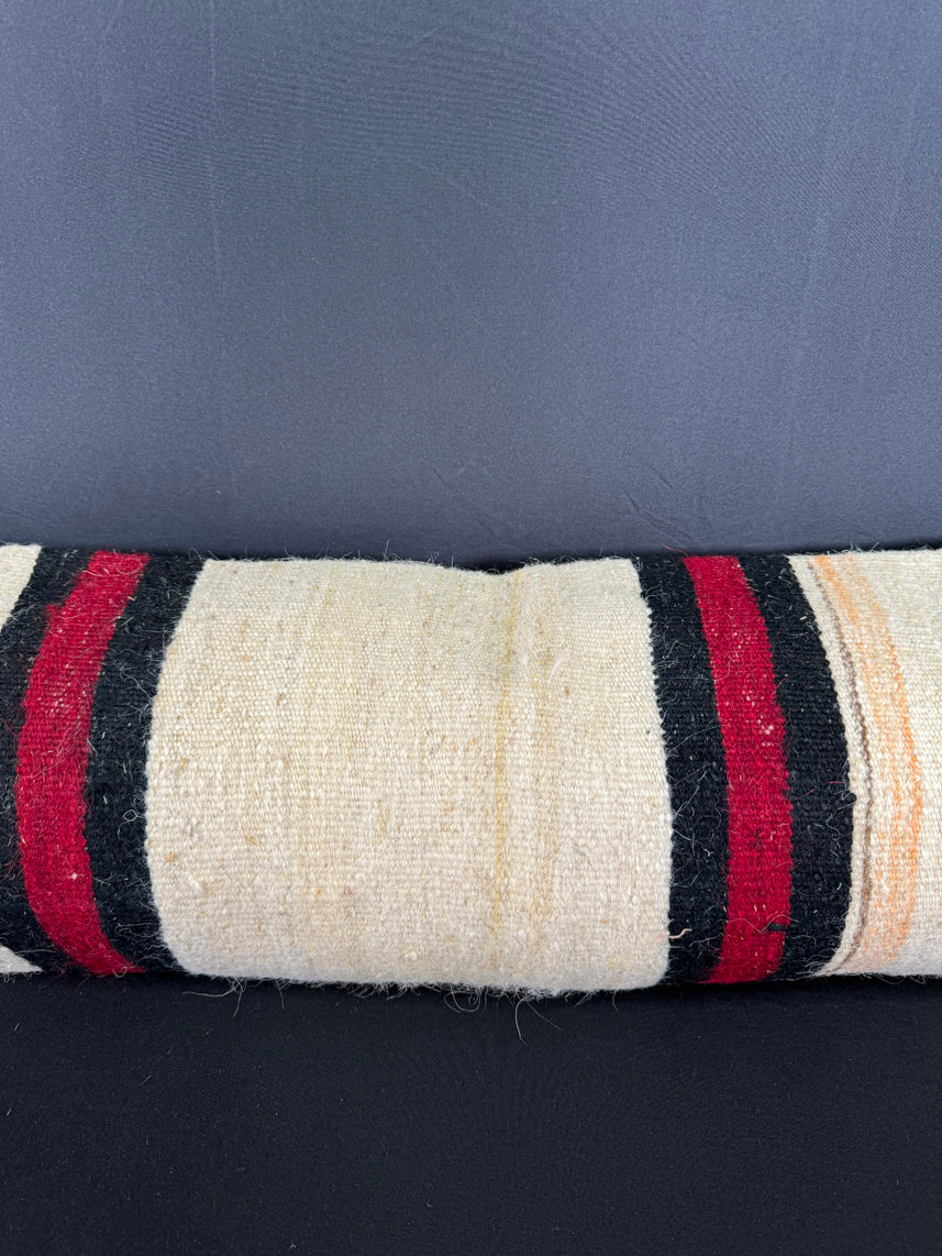 Turkish Hemp Pillow Cushion Natural Beige Black Cushion Cover 12x46 #30526