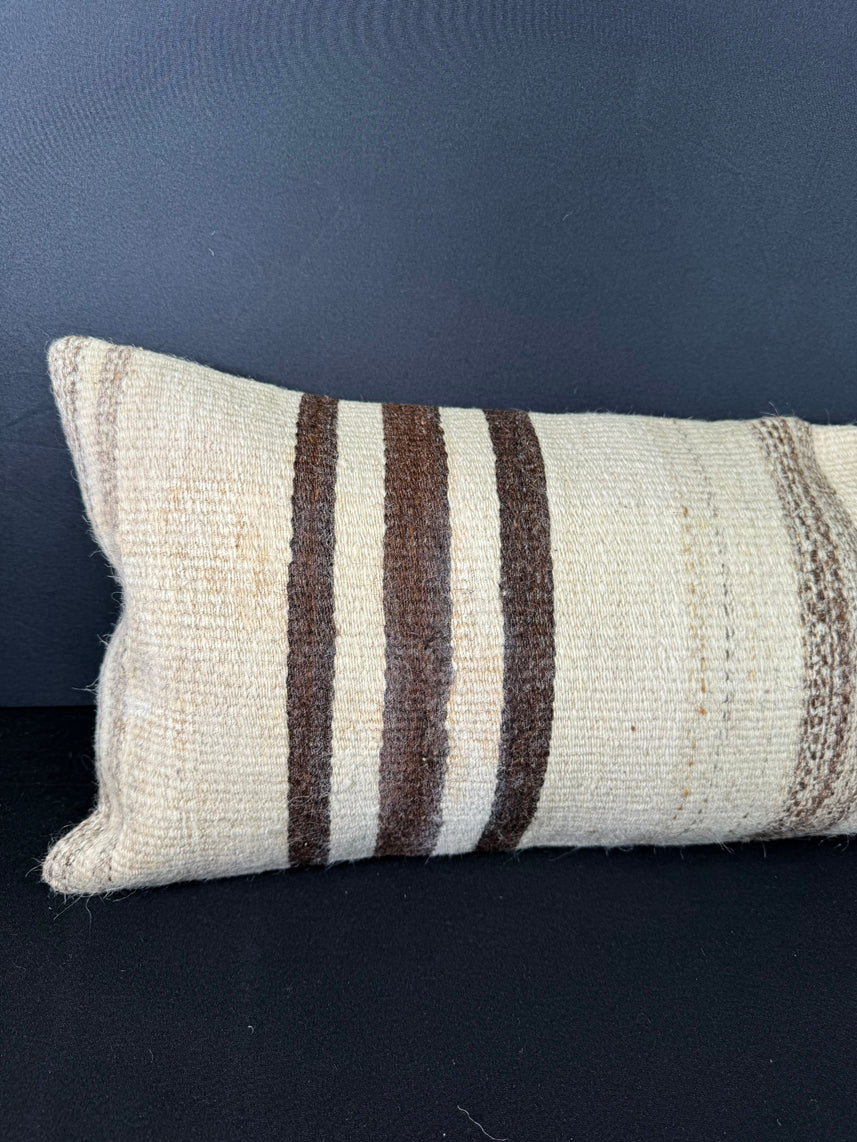Turkish Hemp Pillow Cushion Natural Beige Brown Cushion Cover 12x46 #30301