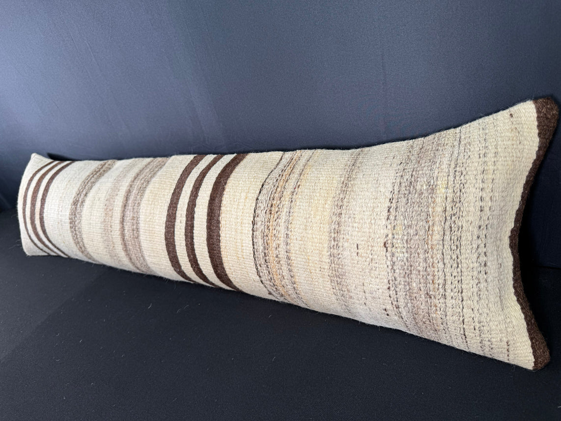 Turkish Hemp Pillow Cushion Natural Beige Brown Cushion Cover 12x46 #30301