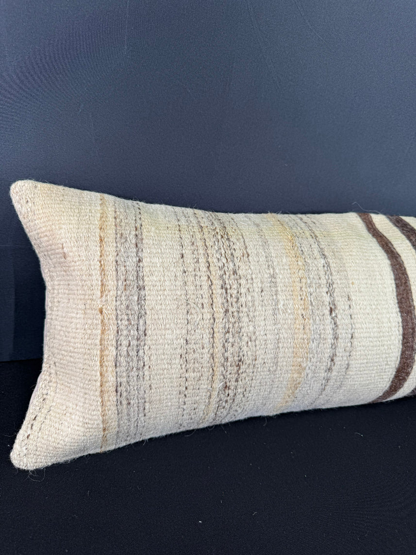 Turkish Hemp Pillow Cushion Natural Beige Brown Cushion Cover 12x46 #30300