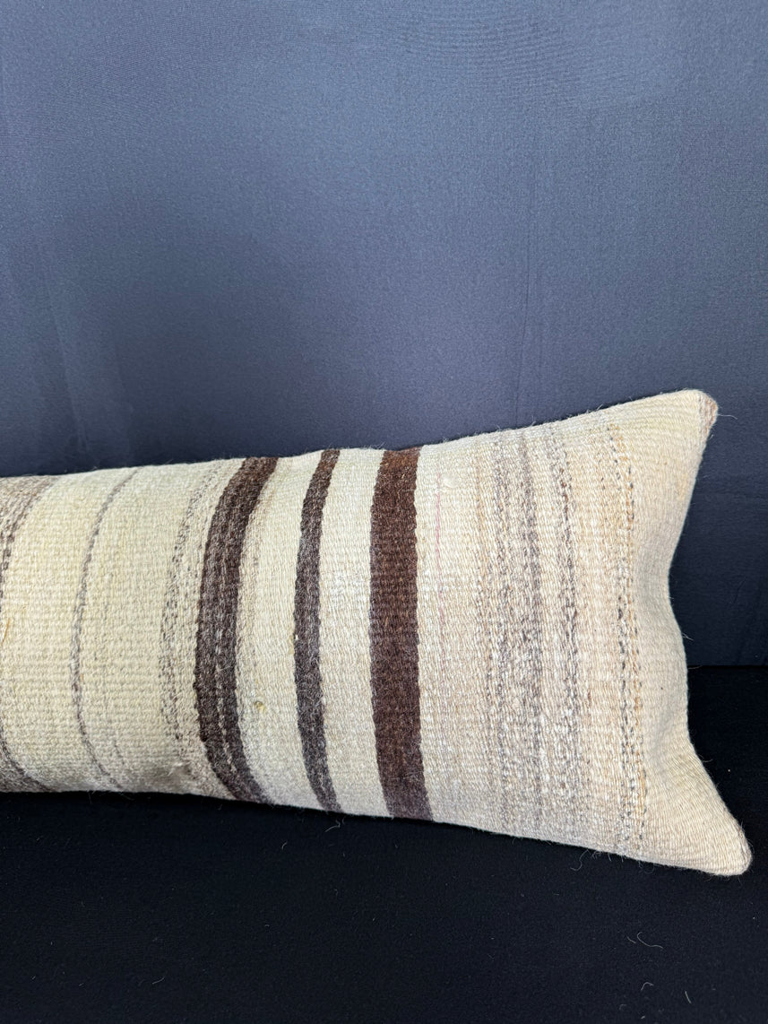 Turkish Hemp Pillow Cushion Natural Beige Brown Cushion Cover 12x46 #30300