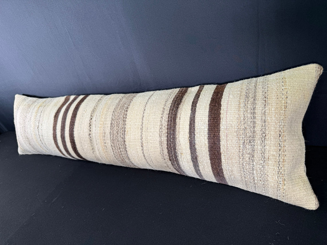 Turkish Hemp Pillow Cushion Natural Beige Brown Cushion Cover 12x46 #30300