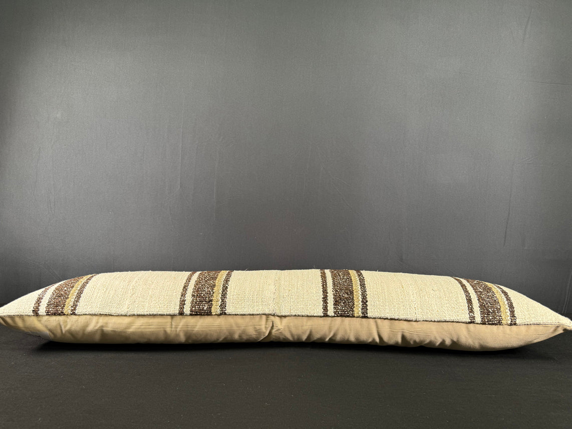 Turkish Hemp Pillow Cushion Natural Beige Brown Cushion Cover 12x46 #30306