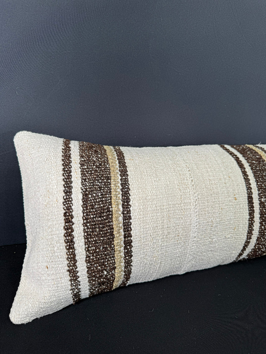 Turkish Hemp Pillow Cushion Natural Beige Brown Cushion Cover 12x46 #30306