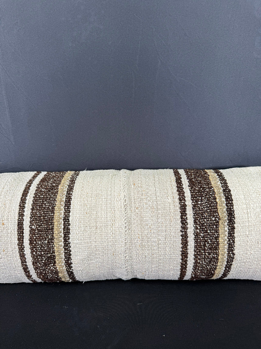 Turkish Hemp Pillow Cushion Natural Beige Brown Cushion Cover 12x46 #30306