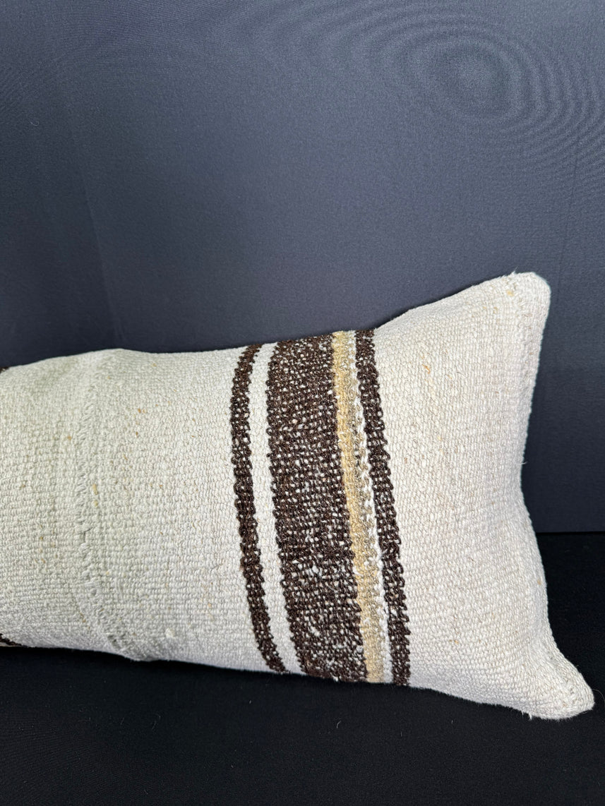 Turkish Hemp Pillow Cushion Natural Beige Brown Cushion Cover 12x46 #30306