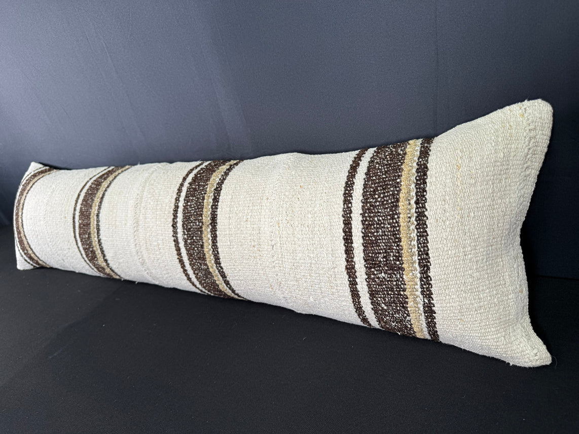 Turkish Hemp Pillow Cushion Natural Beige Brown Cushion Cover 12x46 #30306