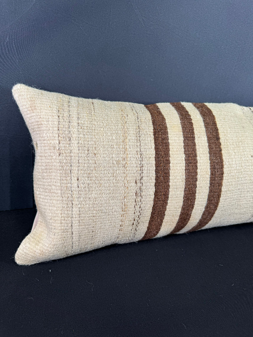 Turkish Hemp Pillow Cushion Natural Beige Brown Cushion Cover 12x46 #30303