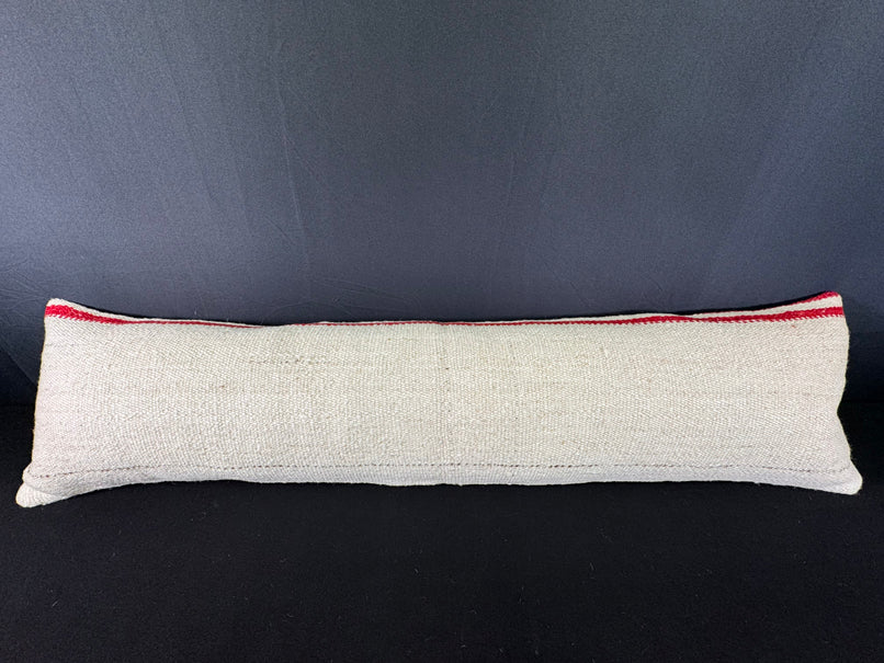 Turkish Hemp Pillow Cushion Natural Beige Red Cushion Cover 12x46 #30295