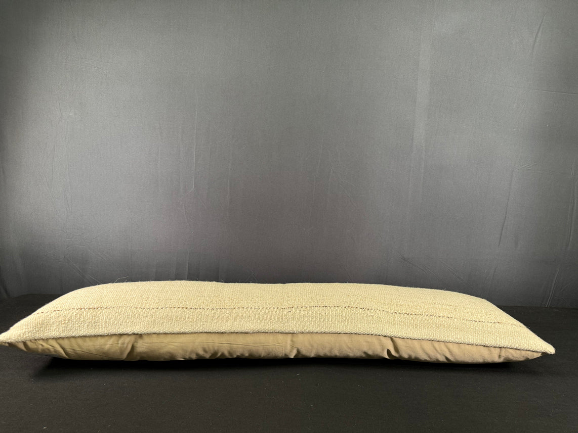 Turkish Hemp Pillow Cushion Natural Beige Red Cushion Cover 12x46 #30295