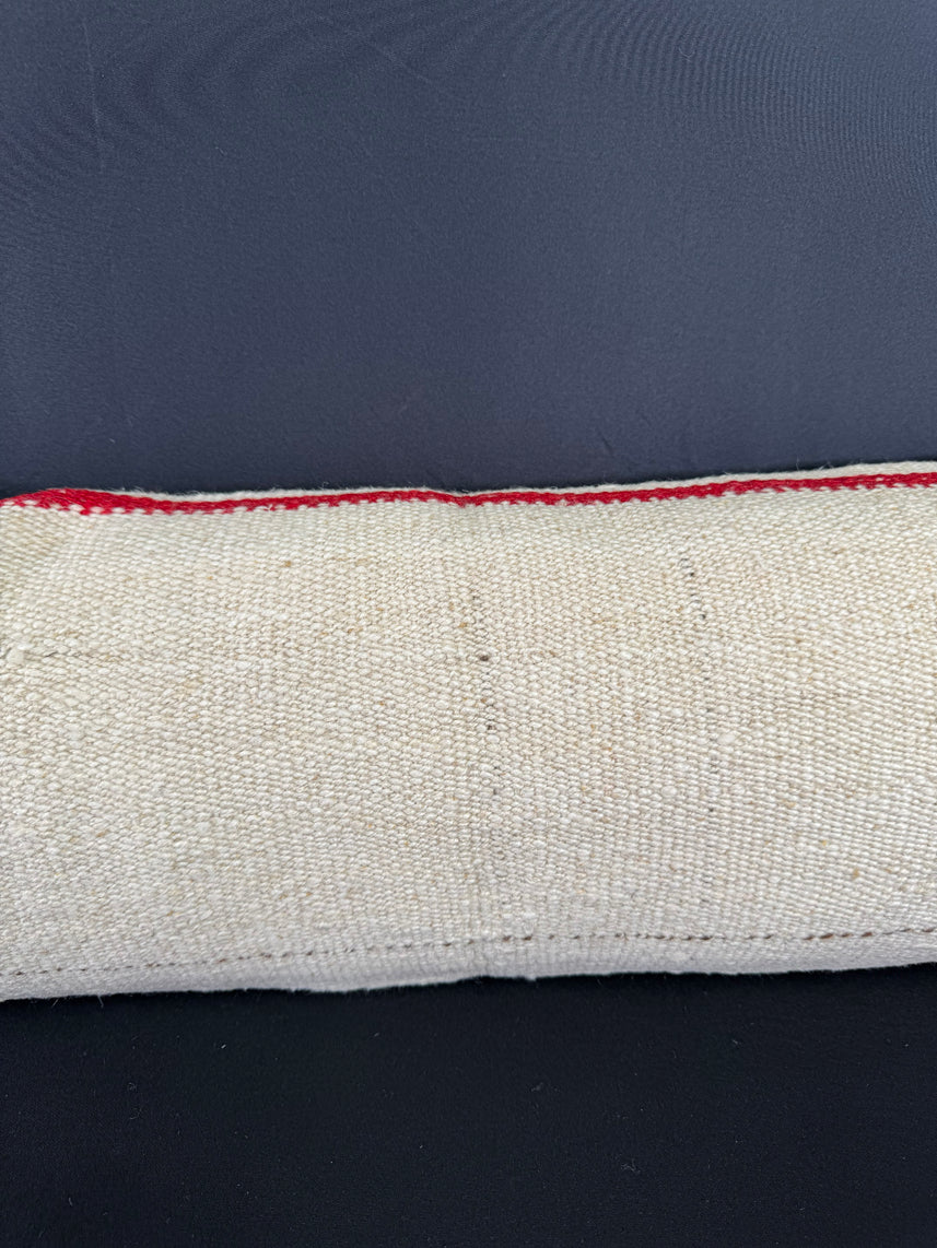 Turkish Hemp Pillow Cushion Natural Beige Red Cushion Cover 12x46 #30295