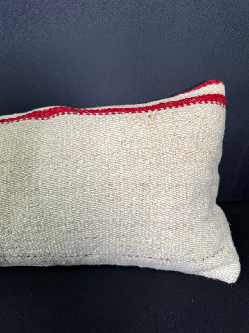 Turkish Hemp Pillow Cushion Natural Beige Red Cushion Cover 12x46 #30295