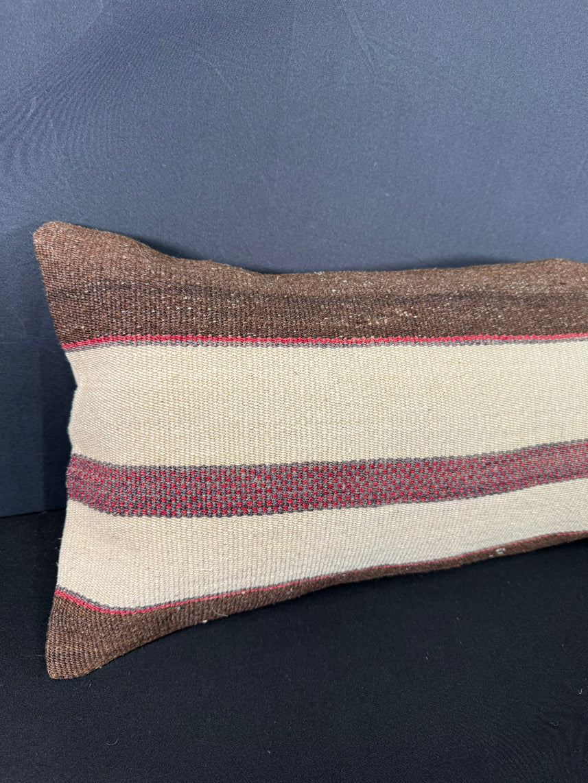 Turkish Hemp Pillow Cushion Natural Beige Brown Cushion Cover 12x46 #30396