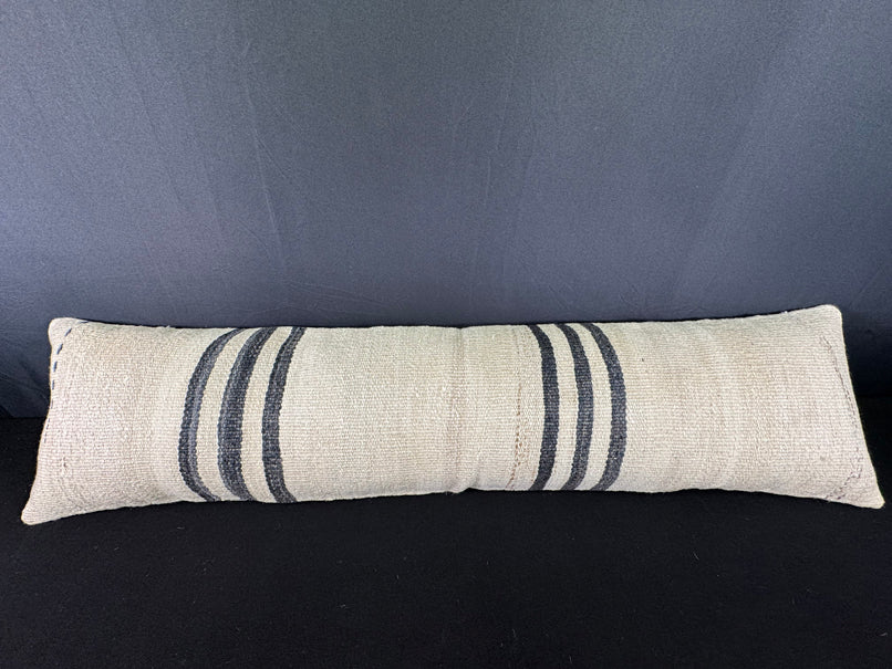 Turkish Hemp Pillow Cushion Natural Beige Black Cushion Cover 12x46 #30313
