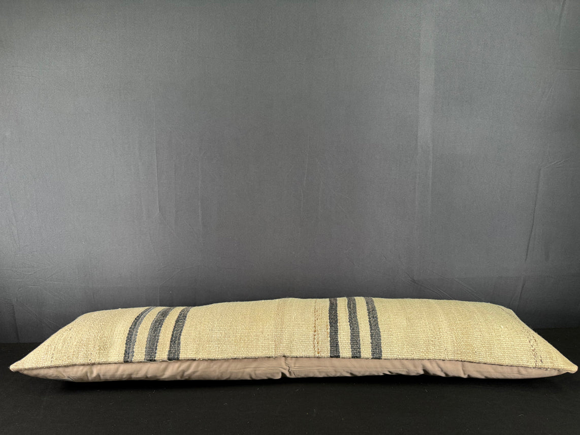 Turkish Hemp Pillow Cushion Natural Beige Black Cushion Cover 12x46 #30313
