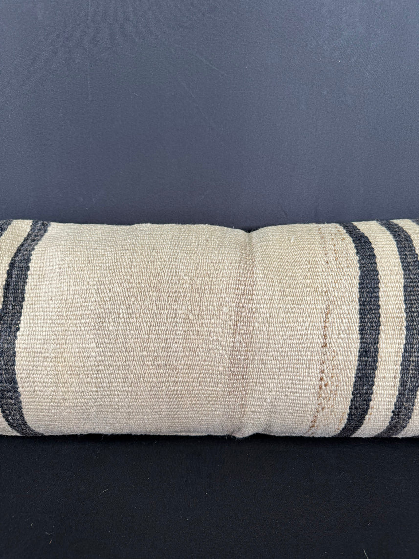 Turkish Hemp Pillow Cushion Natural Beige Black Cushion Cover 12x46 #30313