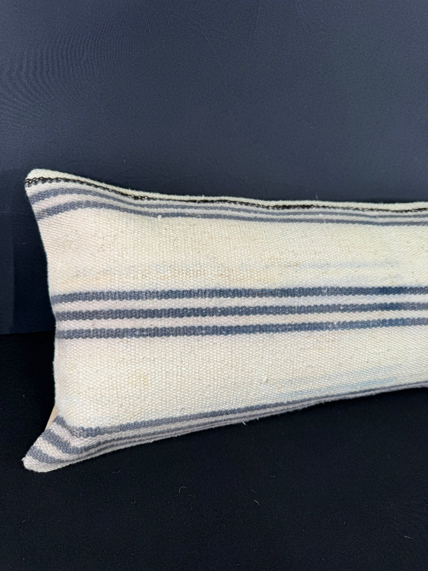 Turkish Hemp Pillow Cushion Natural Beige Gray Cushion Cover 12x46 #30309