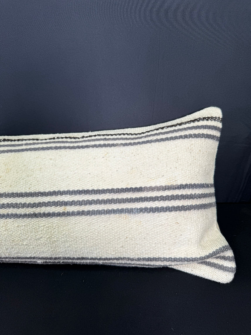 Turkish Hemp Pillow Cushion Natural Beige Gray Cushion Cover 12x46 #30309