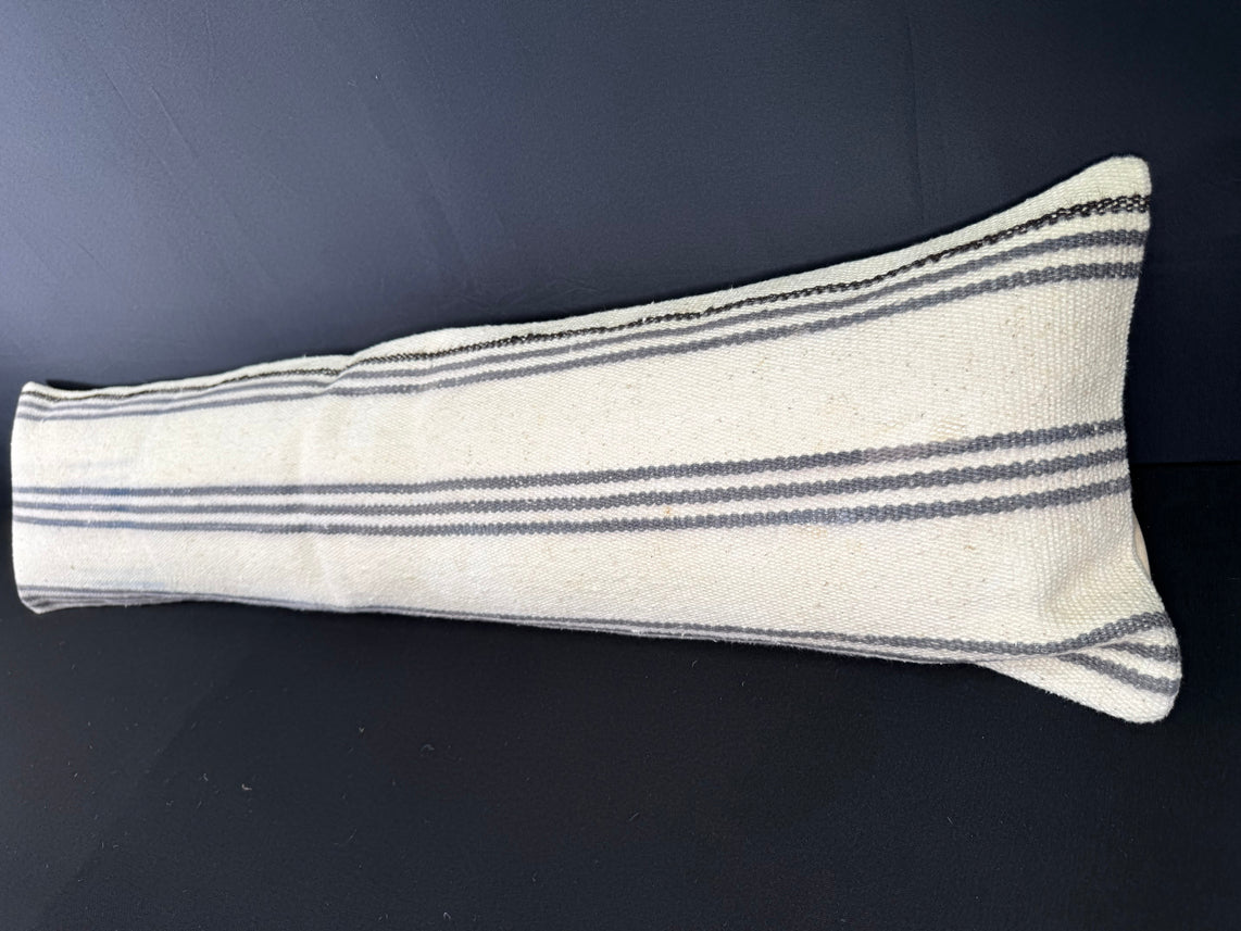 Turkish Hemp Pillow Cushion Natural Beige Gray Cushion Cover 12x46 #30309