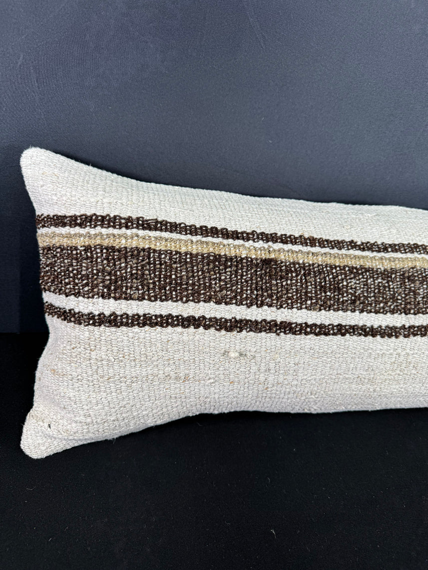 Turkish Hemp Pillow Cushion Natural Beige Brown Cushion Cover 12x46 #30334