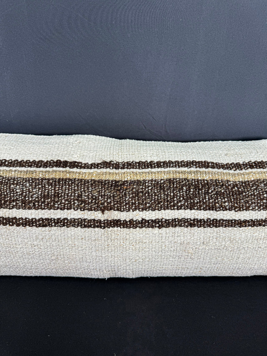 Turkish Hemp Pillow Cushion Natural Beige Brown Cushion Cover 12x46 #30334