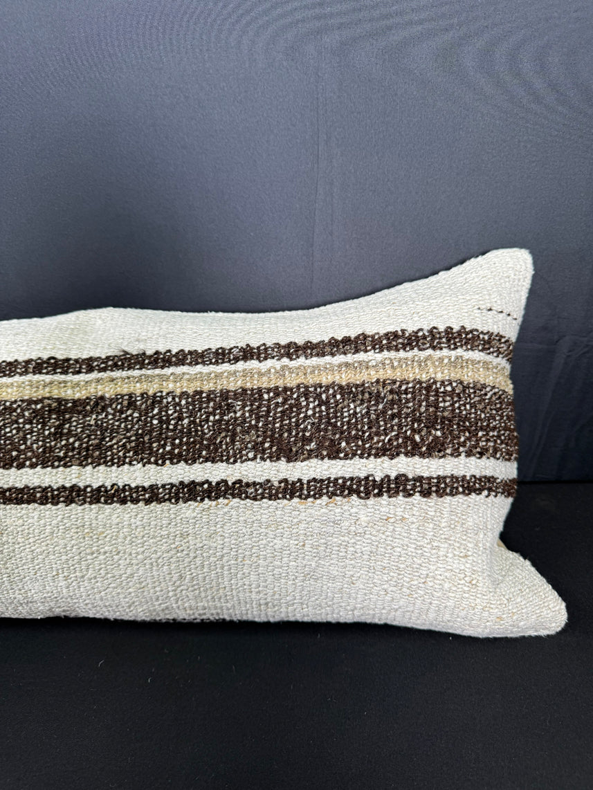 Turkish Hemp Pillow Cushion Natural Beige Brown Cushion Cover 12x46 #30334