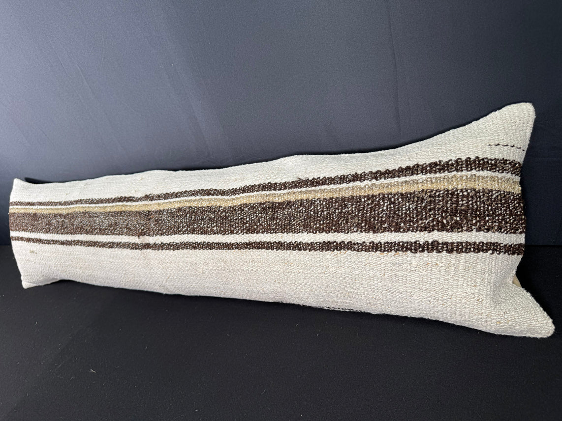 Turkish Hemp Pillow Cushion Natural Beige Brown Cushion Cover 12x46 #30334