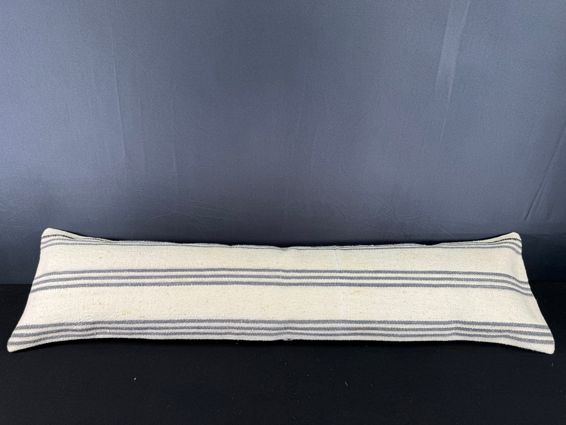 Turkish Hemp Pillow Cushion Natural Beige Gray Cushion Cover 12x46 #30287