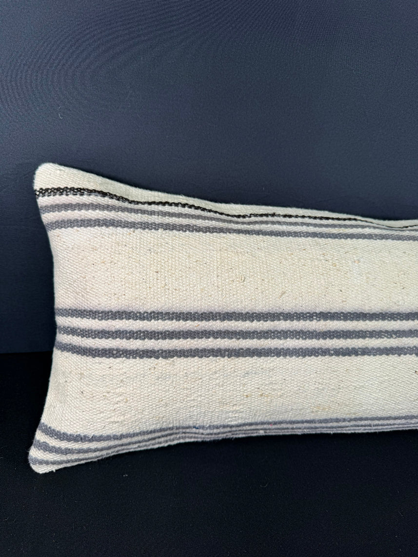 Turkish Hemp Pillow Cushion Natural Beige Gray Cushion Cover 12x46 #30287
