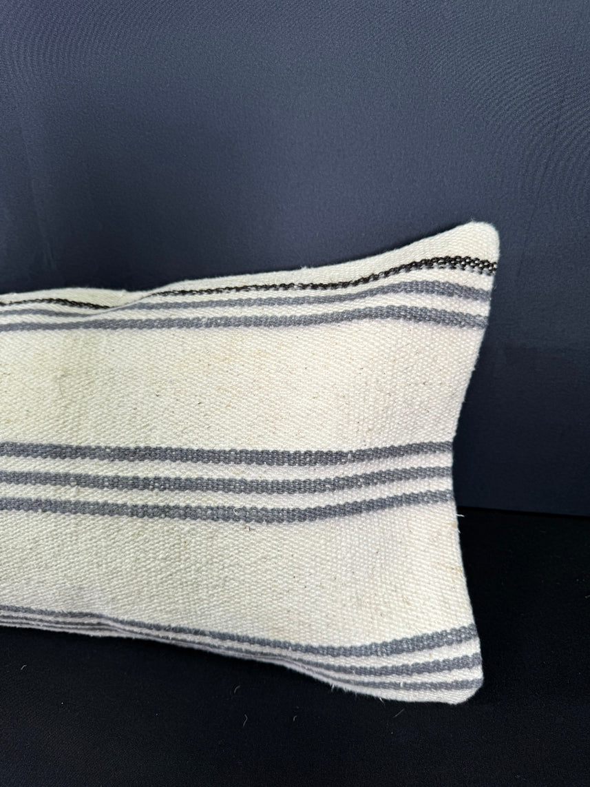 Turkish Hemp Pillow Cushion Natural Beige Gray Cushion Cover 12x46 #30287