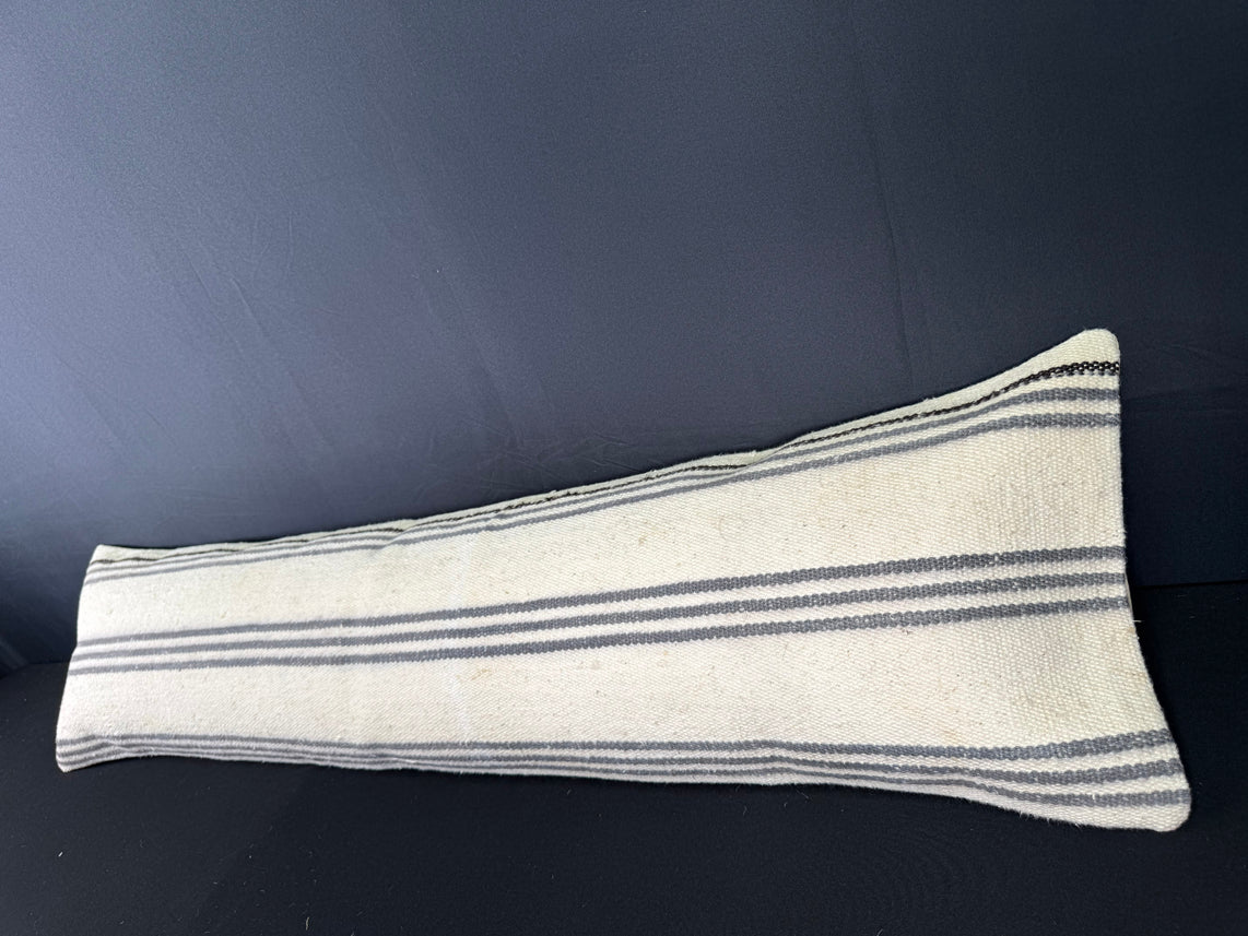 Turkish Hemp Pillow Cushion Natural Beige Gray Cushion Cover 12x46 #30287