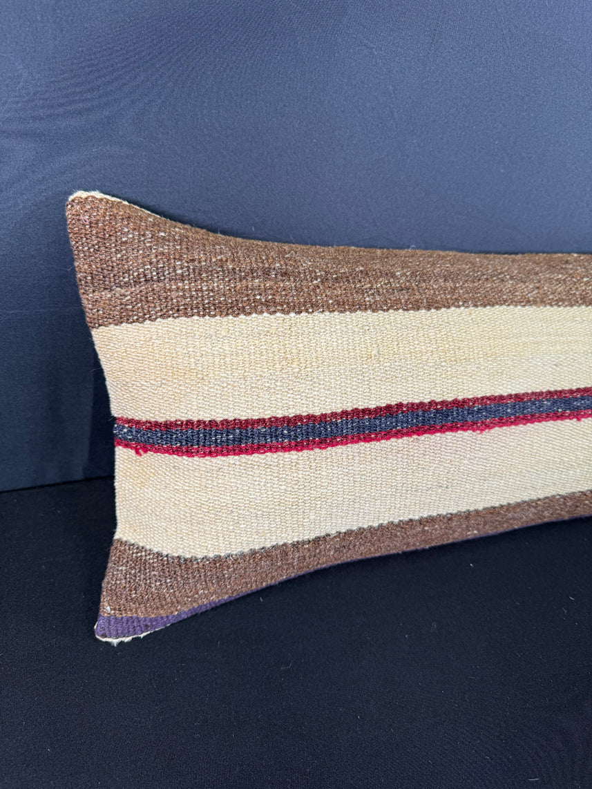 Turkish Hemp Pillow Cushion Natural Beige Brown Cushion Cover 12x46 #30335