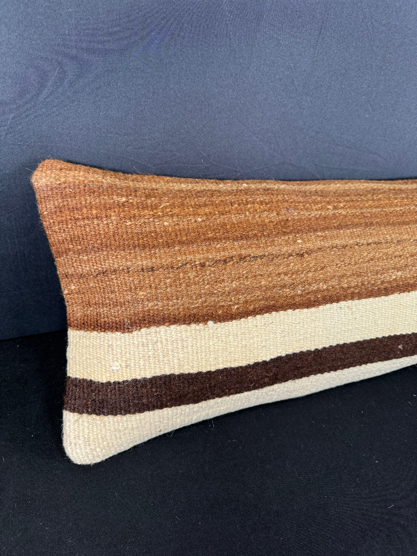 Turkish Hemp Pillow Cushion Natural Beige Brown Cushion Cover 12x46 #30318