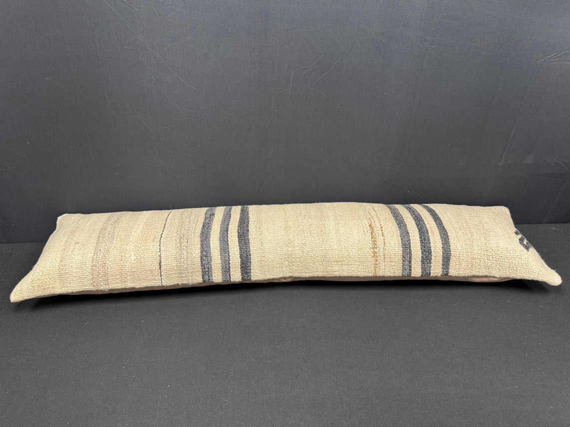 Turkish Hemp Pillow Cushion Natural Beige Black Cushion Cover 12x46 #30333