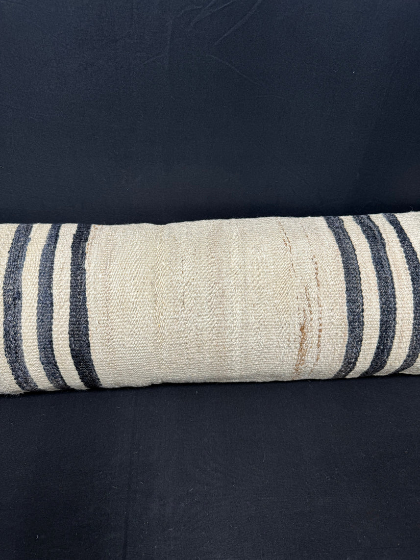 Turkish Hemp Pillow Cushion Natural Beige Black Cushion Cover 12x46 #30333