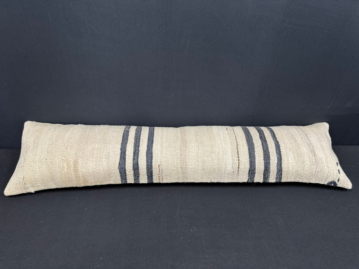 Turkish Hemp Pillow Cushion Natural Beige Black Cushion Cover 12x46 #30311