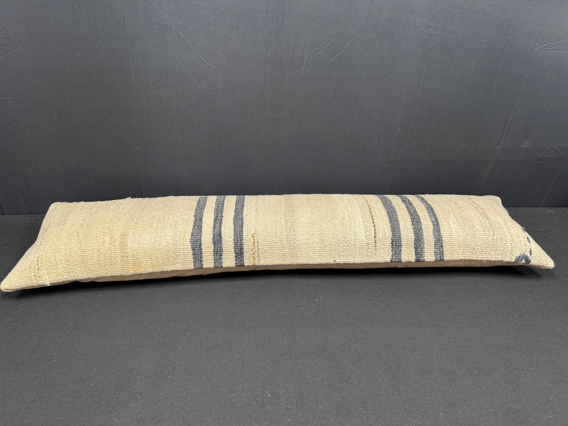 Turkish Hemp Pillow Cushion Natural Beige Black Cushion Cover 12x46 #30311