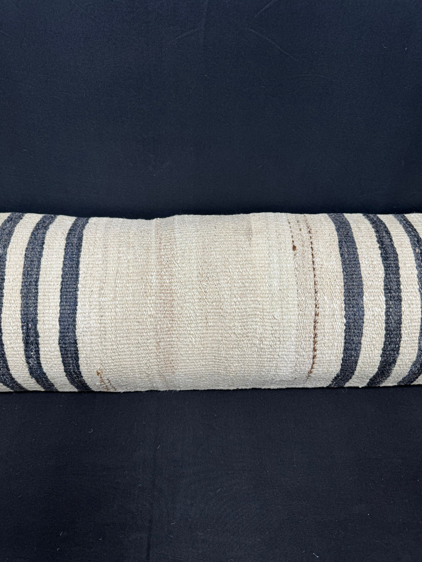 Turkish Hemp Pillow Cushion Natural Beige Black Cushion Cover 12x46 #30311